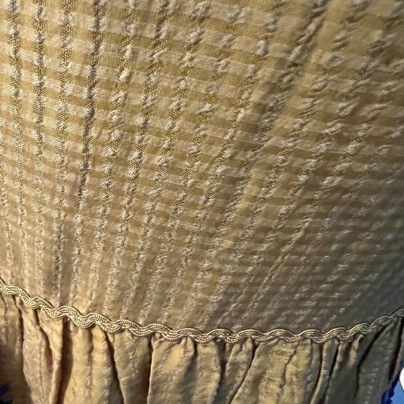 Anthropologie Bhanuni by Jyoti Mustard Yellow Embellished Peplum Top Size small - Picture 8 of 12